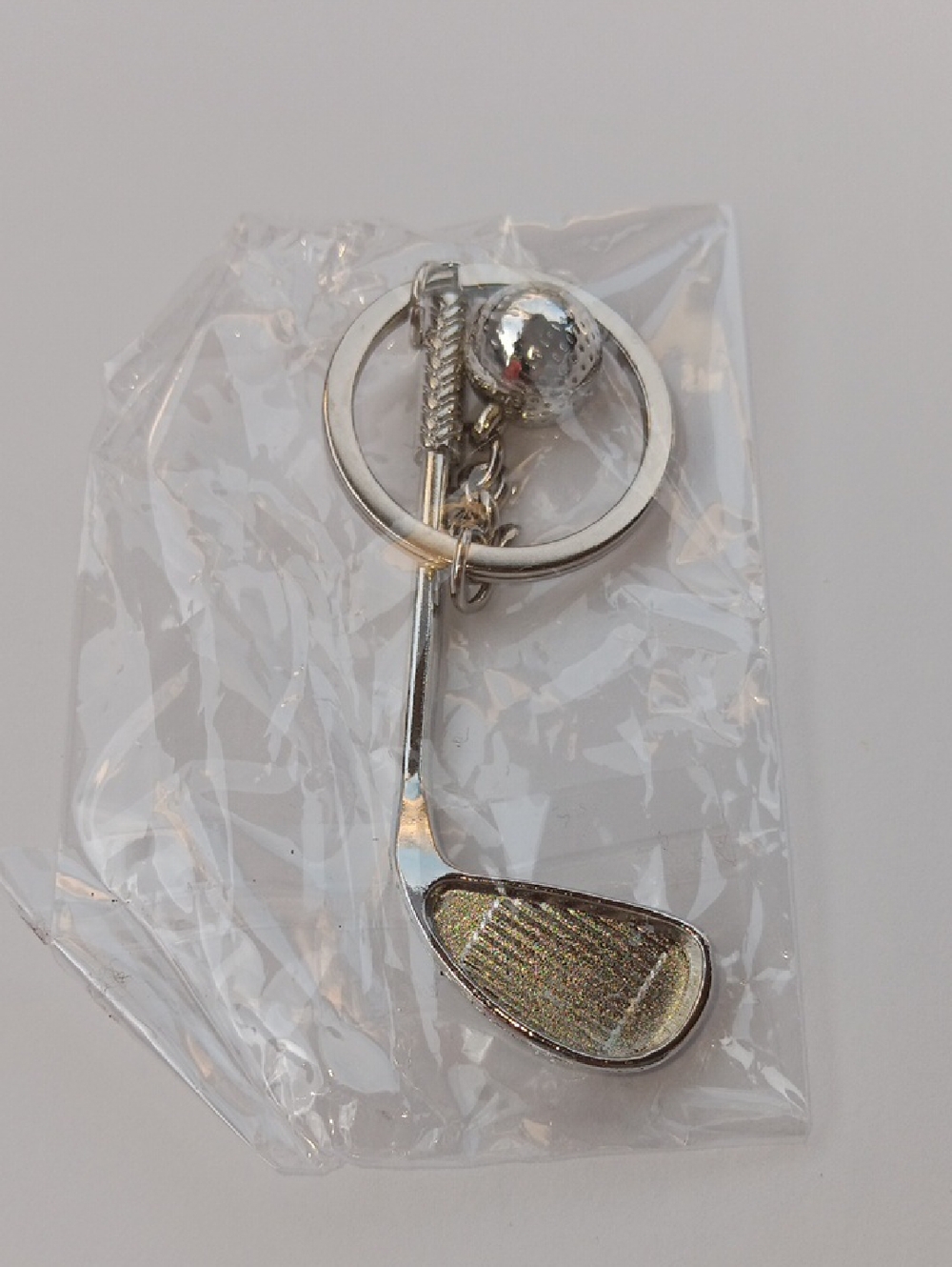 GOLF  CLUB KEYCHAIN WITH GOLF BALL- SILVER